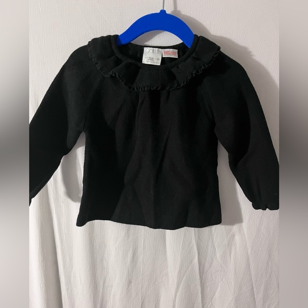 Zara kids ruffle front baby sweater